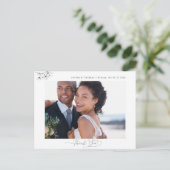 Magnolia zwart wit bruiloft foto dank u briefkaart (Staand voorkant)