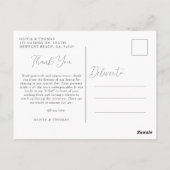 Magnolia zwart wit kalligrafie bruiloft dank u briefkaart (Achterkant)