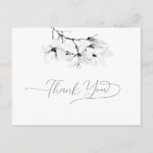 Magnolia zwart wit kalligrafie bruiloft dank u briefkaart (Voorkant)