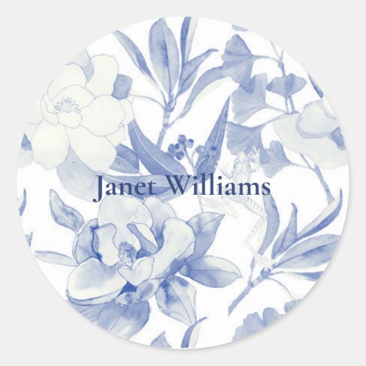 Magnolias azules ronde sticker (Voorkant)