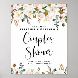 Magnolias & Cotton Garland Couples Shower Welkom Poster