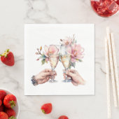 Magnolia's en Champagneglazen Bruiloft Servet (Insitu)