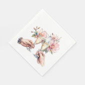 Magnolia's en Champagneglazen Bruiloft Servet (Hoek)