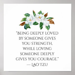 Magnolias en Deep Love Quote Poster