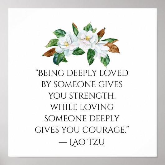 Magnolias en Deep Love Quote Poster (Voorkant)