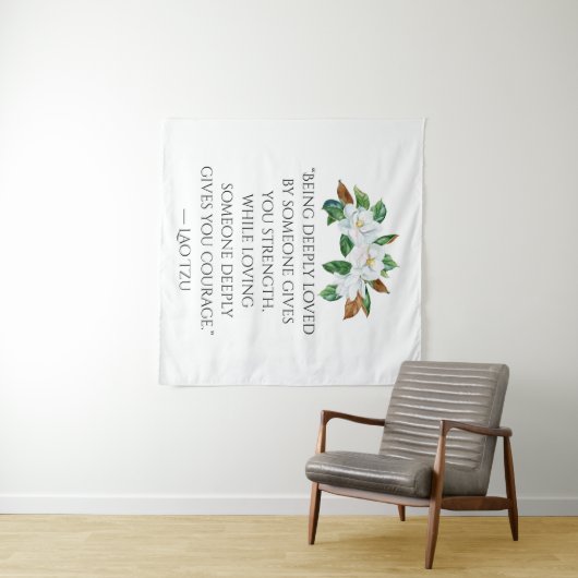 Magnolias en Deep Love Quote Wandkleed (In Situ (horizontaal))