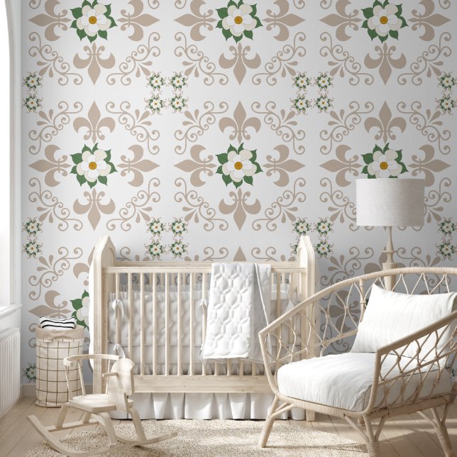 Magnolia's en Fleur de Lis Pattern Behang (Kinderen)