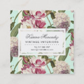 Magnolias en Hydrangeas  Botanische Mini Bu Vierkante Visitekaartje (Voorkant)