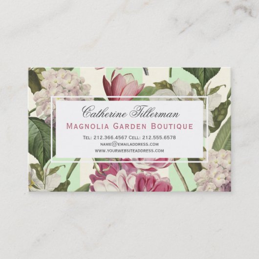Magnolias en Hydrangeas  Vloertuin Visitekaartje (Voorkant)
