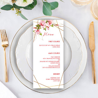 Magnolias Faux Gold Foil Lijst Rustic Wedding Menu