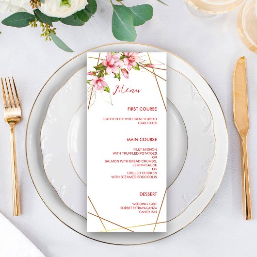 Magnolias Faux Gold Foil Lijst Rustic Wedding Menu