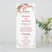 Magnolias Faux Gold Foil Lijst Rustic Wedding Programmakaart (Staand voorkant)