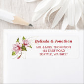 Magnolias Flowers Rustic Wedding Adresetiketten Etiket (Insitu)