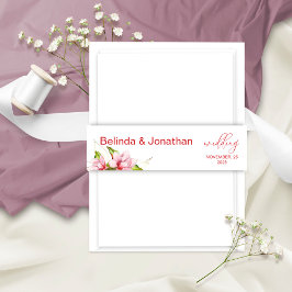 Magnolias Flowers Rustic Wedding Belly Band Uitnodigingen Wikkel