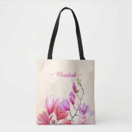 Magnolia's in de Roze Waterverf op de Canvas tas v