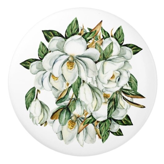 Magnolias keramische lade knoppen (Voorkant)