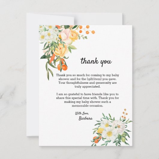 Magnolias, Kumquat Baby shower Hartelijk dank Bedankkaart (Voorkant)