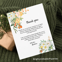 Magnolias, Kumquat Baby shower Hartelijk dank Bedankkaart