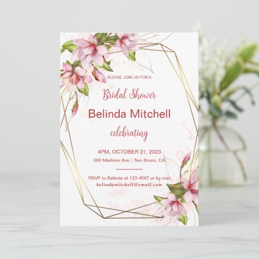 Magnolias met Faux Gold Foil Lijst Vrijgezellenfee Kaart (Staand voorkant)