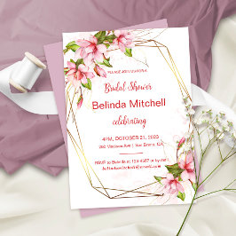 Magnolias met Faux Gold Foil Lijst Vrijgezellenfee Kaart