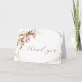 Magnolia's met namaak goud folie frame rustieke tr bedankkaart (Voorkant)