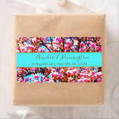 Magnolias Modern Pink Turquoise Waterverf Floral Etiket (Insitu)