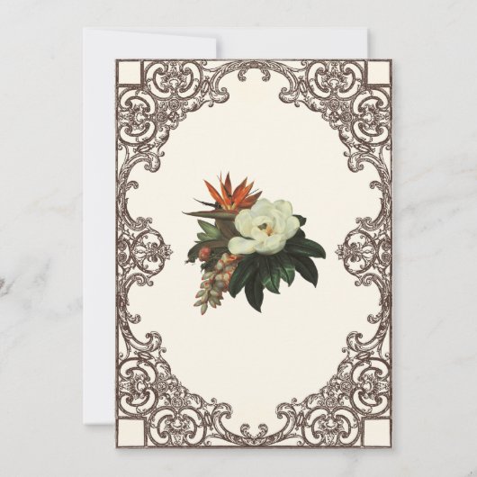 Magnolias n Bird of Paradise - Custom Wedding Kaart (Achterkant)