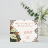 Magnolias n Bird of Paradise - Custom Wedding RSVP Kaartje (Staand voorkant)