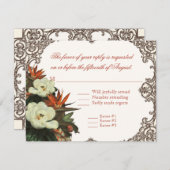 Magnolias n Bird of Paradise - Custom Wedding RSVP Kaartje (Voorkant / Achterkant)