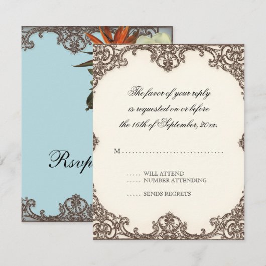 Magnolias n Bird of Paradise - RSVP Response Card (Voorkant / Achterkant)