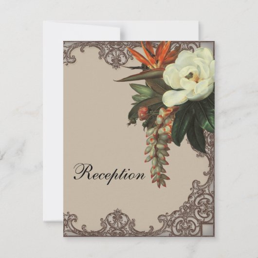 Magnolias n Bird of Paradise - RSVP Response Card Kaart (Achterkant)