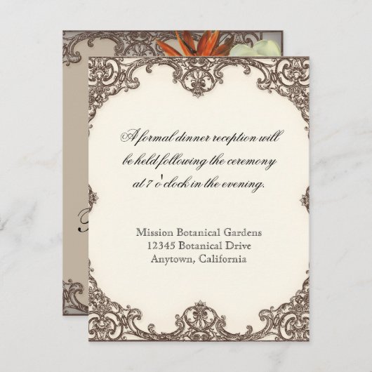 Magnolias n Bird of Paradise - RSVP Response Card Kaart (Voorkant / Achterkant)