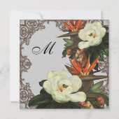 Magnolias n Bird of Paradise - Wedding Invitation Kaart (Achterkant)