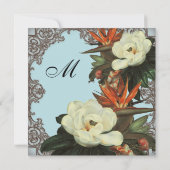 Magnolias n Bird of Paradise - Wedding Invitation Kaart (Achterkant)