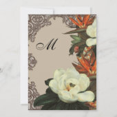 Magnolias n Bird of Paradise - Wedding Invitation Kaart (Achterkant)