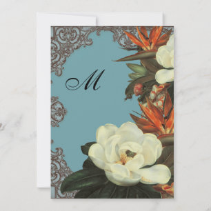 Magnolias n Bird of Paradise - Wedding Invitation Kaart