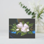Magnolias op Blue Velvet - Briefkaart (Staand voorkant)
