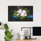 Magnolias op Blue Velvet Poster (Thuiskantoor)