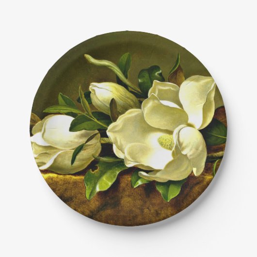 Magnolias op de goudvetkast papieren bordje (Voorkant)