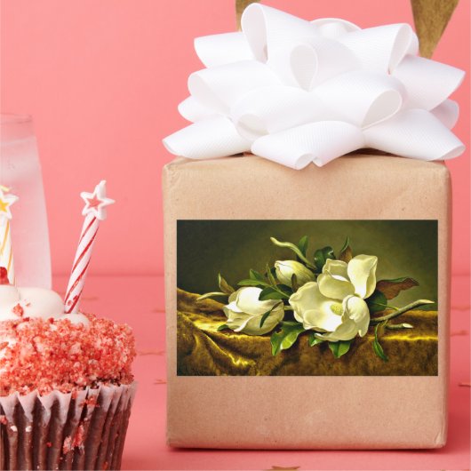 Magnolias op de goudvetkast rechthoekige sticker (Feest)