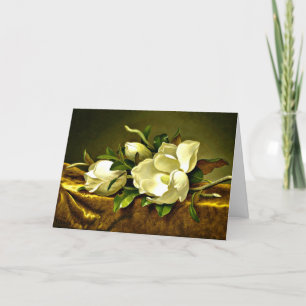 Magnolias op Gold Velvet Cloth Note Card Feestdagen Kaart