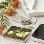 Magnolia's op gouden fluweel sleutelhanger (Voorkant Rechts)