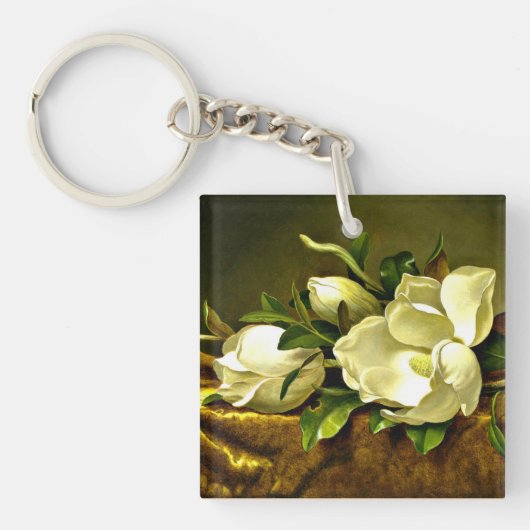 Magnolia's op gouden fluweel sleutelhanger (voorkant)
