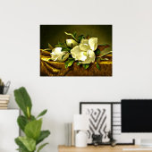 Magnolia's op gouden fluwelen doek, kunstschilderi poster (Thuiskantoor)