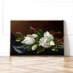 Magnolia's op lichtblauw door Martin Johnson Heade Poster