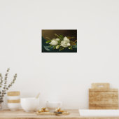 Magnolia's op lichtblauwe fluweel, beroemd schilde poster (Keuken)