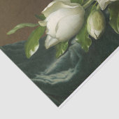 Magnolias op Light Blue Velvet Cloth door Heade Tissuepapier (Detail)