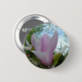 magnolibloem ronde button 5,7 cm (Voorkant /achterkant)