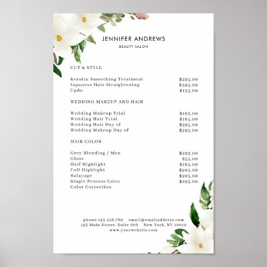 Magnolien Salon Preisliste Poster (Voorkant)