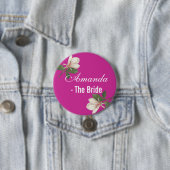  magnoliumbloem in roze bruin ronde button 7,6 cm (In situ)